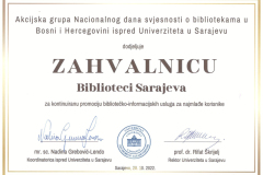 Zahvalnica za kontinuiranu promociju bibliotečko-informacijskih usluga