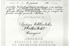 Orden zasluga za narod - srebrena zvijezda