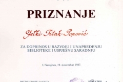 Priznanje Jelki Trtak-Popović