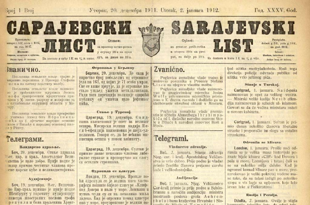 Sarajevski list / odgovorni urednik Ivan V. Popović